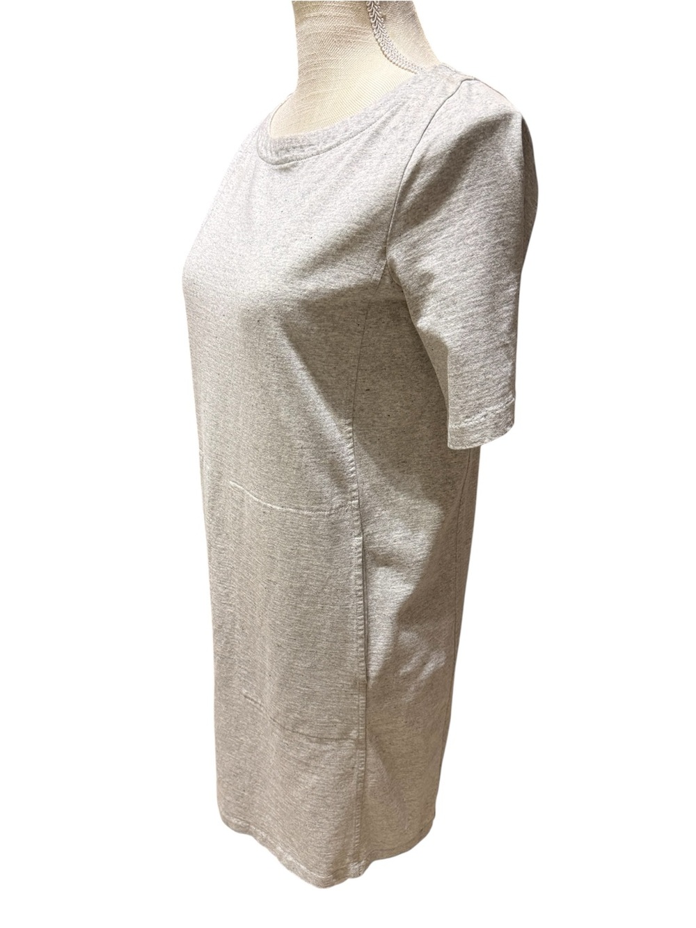 Eileen Fisher Organic-Cotton Jersey Round-Neck Dress. Size XXS